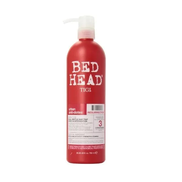 Condizionatore Tigi Bed Head Resurrection da 750ml, ideale per ripristinare e idratare i capelli danneggiati.
