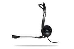 Profilo laterale delle cuffie Logitech 13283 - LOGITECH 981-000100 con microfono regolabile e struttura ergonomica per uso prolungato.