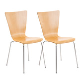 Set di 2 sedie attesa impilabili Aaron in legno naturale, design classico e versatile per ogni ambiente.