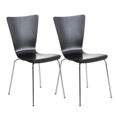 Set di 2 sedie attesa design Aaron in nero, impilabili e dal design classico, ideali per uffici e spazi pubblici.