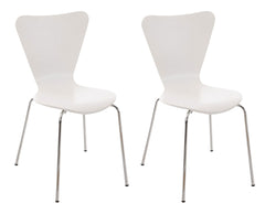 Set di due sedie visitatore Calisto bianche, perfette per sale d'attesa, fiere ed eventi grazie al loro design elegante.