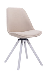 Besucherstuhl Troyes Drehbar Wei� Stoff Rund - creme