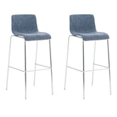 2er Set Barhocker Hoover Stoff 4-Fuß Gestell chrom - blau