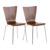 Set di 2 sedie attesa design Aaron in legno di noce, eleganti e impilabili, ideali per uffici e spazi pubblici.