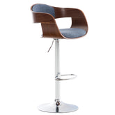 Barhocker Kingston C Stoff - walnuss/blau