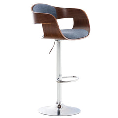 Barhocker Kingston C Stoff - walnuss/blau