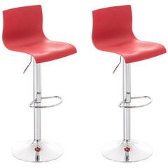 2er Set Barhocker Hoover Kunststoff chrom - rot