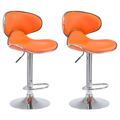 2er Set Barhocker Las Vegas V2 Kunstleder chrom - orange