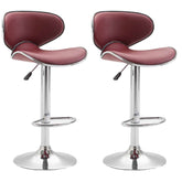 2er Set Barhocker Las Vegas V2 Kunstleder chrom - bordeauxrot