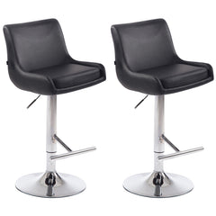 2er Set Barhocker Club Kunstleder chrom - schwarz