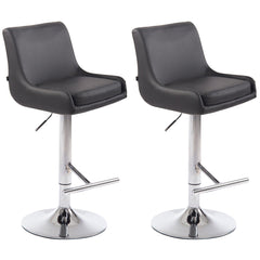 2er Set Barhocker Club Kunstleder chrom - grau