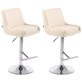 2er Set Barhocker Club Kunstleder chrom - creme