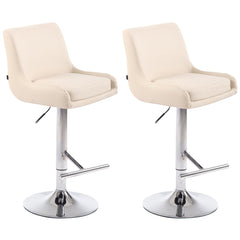 2er Set Barhocker Club Kunstleder chrom - creme