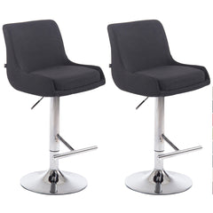 2er Set Barhocker Club Stoff chrom - schwarz