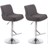 2er Set Barhocker Club Stoff chrom - dunkelgrau