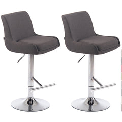 2er Set Barhocker Club Stoff chrom - dunkelgrau