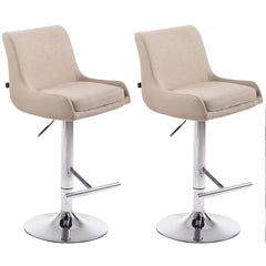 2er Set Barhocker Club Stoff chrom - creme