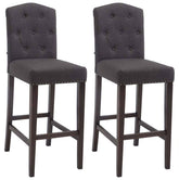 Set di 2 barhocker Louise in tessuto anticato, color grigio scuro, eleganti e moderni per ogni ambiente.