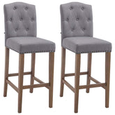 Set di 2 sgabelli da bar Louise in tessuto anticato grigio chiaro, eleganti e moderni per ogni ambiente.