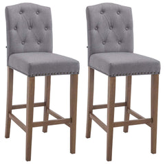 2er Set Barhocker Louise Stoff antik-hell - hellgrau