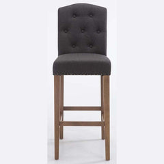 2er Set Barhocker Louise Stoff antik-hell - dunkelgrau