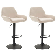 2er Set Barhocker Braga Stoff schwarz - creme