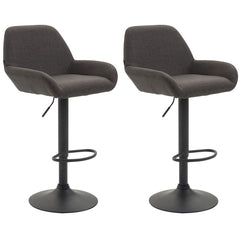 2er Set Barhocker Braga Stoff schwarz - dunkelgrau