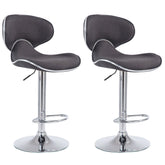 2er Set Barhocker Las Vegas V2 Stoff chrom - dunkelgrau