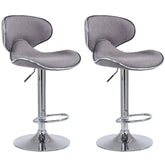 2er Set Barhocker Las Vegas V2 Stoff chrom - hellgrau
