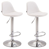 2er Set Barhocker Kiel Vollgepolstert Kunstleder chrom - weiß