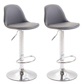 2er Set Barhocker Kiel Vollgepolstert Kunstleder chrom - grau