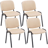 4er Set Besucherstuhl Ken Stoff - creme