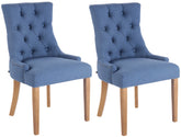 Set di 2 sedie da pranzo Aberdeen in tessuto blu con design Chesterfield e imbottitura trapuntata.