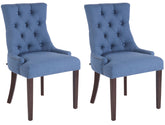 Set di 2 sedie da pranzo Aberdeen in stoffa antica blu, stile Chesterfield con seduta imbottita e bottoni eleganti.