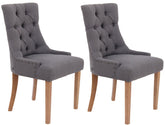 Set di 2 sedie da pranzo Aberdeen in tessuto antik-hell e dunkelgrau, stile Chesterfield con imbottitura e bottoni eleganti.
