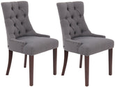 Set di 2 sedie da pranzo Aberdeen in stile Chesterfield, imbottite e trapuntate, colore grigio scuro.