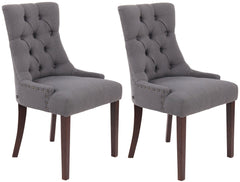 Set di 2 sedie da pranzo Aberdeen in stile Chesterfield, imbottite e trapuntate, colore grigio scuro.