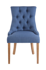 Set di 2 sedie da pranzo Aberdeen in tessuto blu con design Chesterfield e imbottitura trapuntata.
