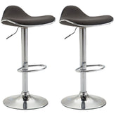 Set di 2 sgabelli Shanghai in tessuto scuro, design moderno, imbottiti e facili da pulire, ideali per cucina o bar.