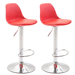 2er Set Barhocker Kiel Kunststoff chrom - rot
