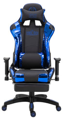 Racing Bürostuhl Turbo mit Fußablage glanz - schwarz/blau
