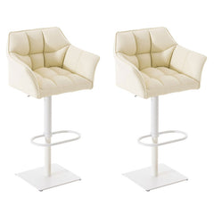 2er Set Barhocker Damaso Kunstleder weiß - creme