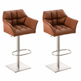 2er Set Barhocker Damaso Kunstleder edelstahl - hellbraun