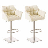 2er Set Barhocker Damaso Kunstleder edelstahl - creme