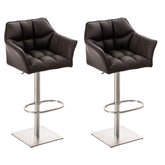 2er Set Barhocker Damaso Kunstleder edelstahl - braun