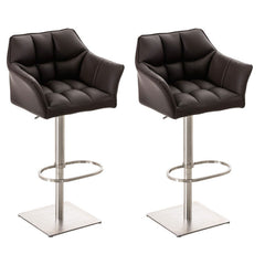 2er Set Barhocker Damaso Kunstleder edelstahl - braun