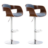 2er Set Barhocker Kingston C Stoff - walnuss/blau by Dropshipping-Europe – Barhocker