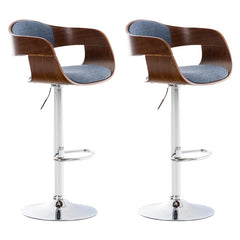 2er Set Barhocker Kingston C Stoff - walnuss/blau by Dropshipping-Europe – Barhocker