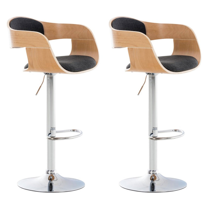 2er Set Barhocker Kingston C Stoff - natura/dunkelgrau by Dropshipping-Europe – Barhocker
