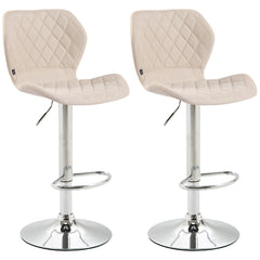 2er Set Barhocker Cork Stoff chrom - creme